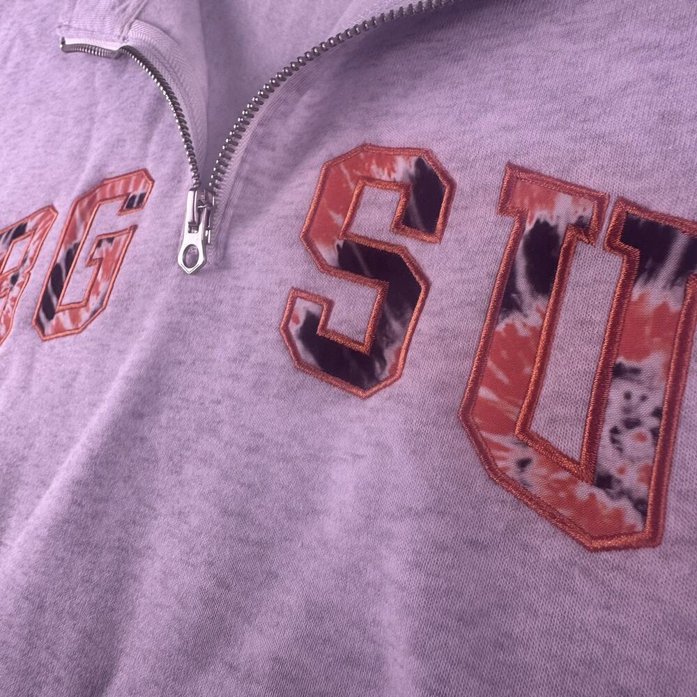 BGSU Ohio Women’s Large Cropped 1/4 Zip Gray Pullover Hoodie NWOT Embroidered - Picture 5 of 9
